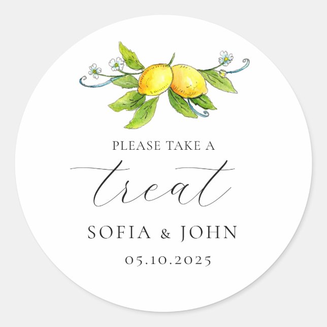 Sticker Rond Citrons vintage Mariage Prenez une friandise  (Devant)