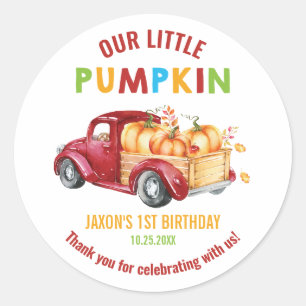 Sticker Rond Citrouille 1er Anniversaire Récolte Camion Favoris