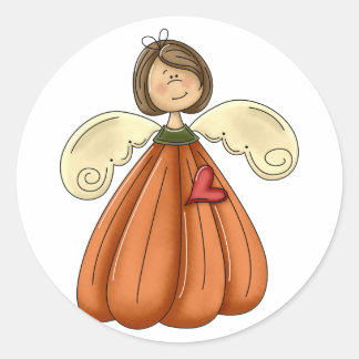 Sticker Rond citrouille angel