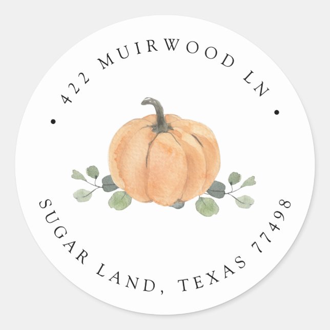 Sticker Rond Citrouille aquarelle Automne (Devant)