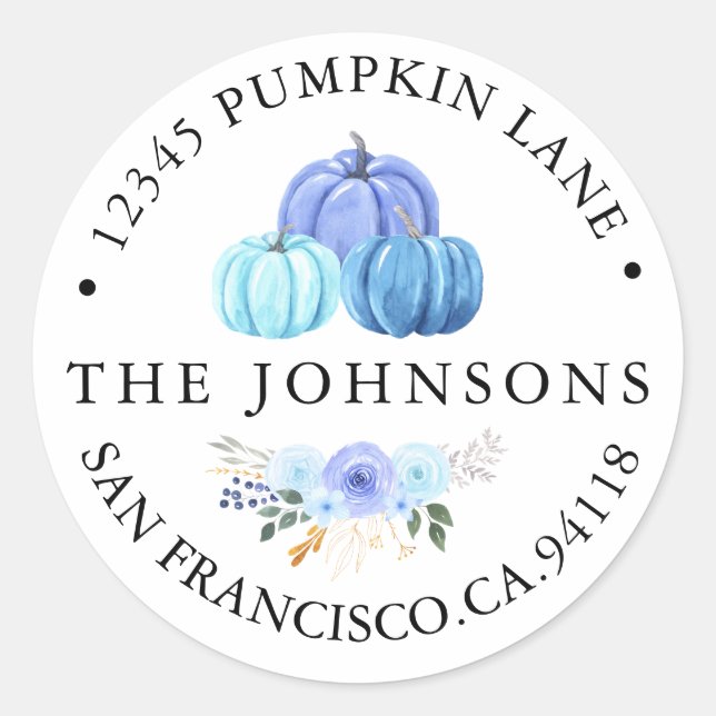 Sticker Rond Citrouille Automne | Adresse Rustique (Devant)
