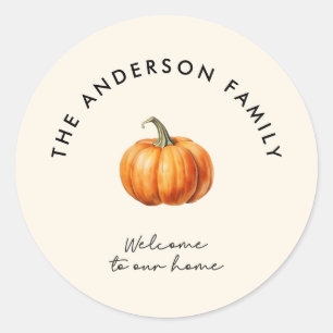 Sticker Rond Citrouille automne automne bienvenue chez nous