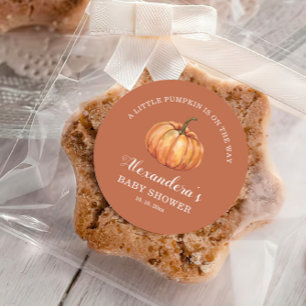 Sticker Rond Citrouille Automne Bébé Garçon Douche Favoriser