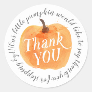 Sticker Rond Citrouille automne Merci d'automne blanc