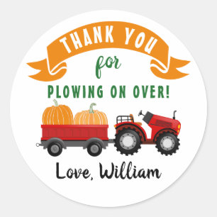Sticker Rond Citrouille Automne Tracteur Automne Anniversaire M