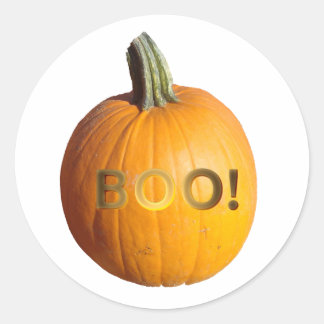 Sticker Rond Citrouille avec Boo