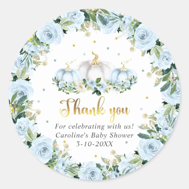 Sticker Rond Citrouille Baby shower Boy Fall Citrouille Favoris (Devant)