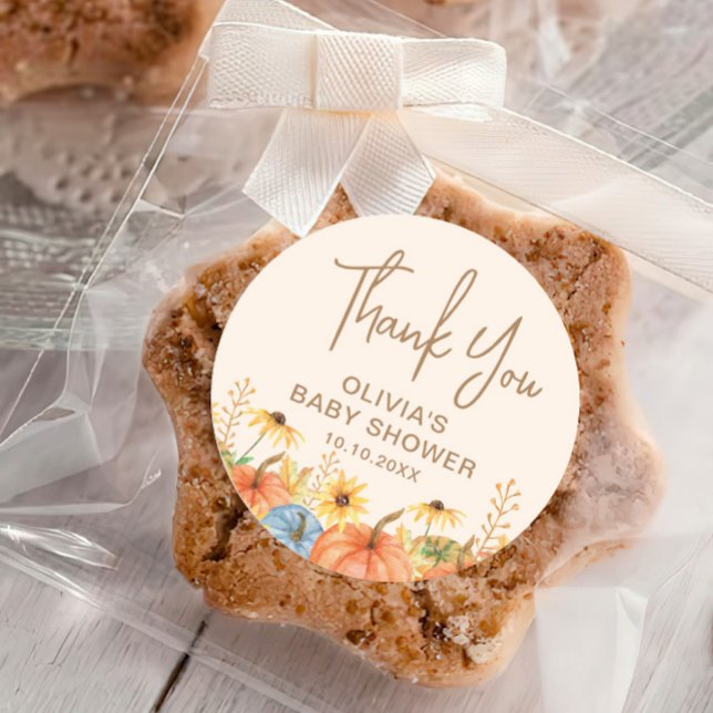 Sticker Rond Citrouille Baby shower Favoriser (Créateur téléchargé)