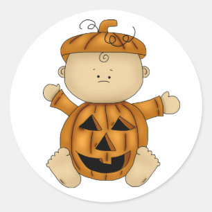 Sticker Rond Citrouille bébé d'Halloween