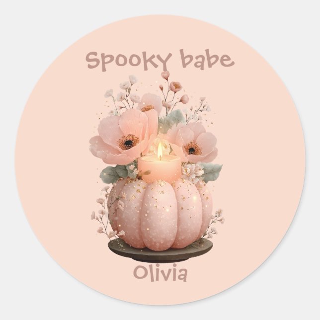 Sticker Rond Citrouille bébé éffrayant pour filles (Devant)