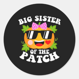 Sticker Rond Citrouille Big Soeur Du Patch Fun Halloween Fam