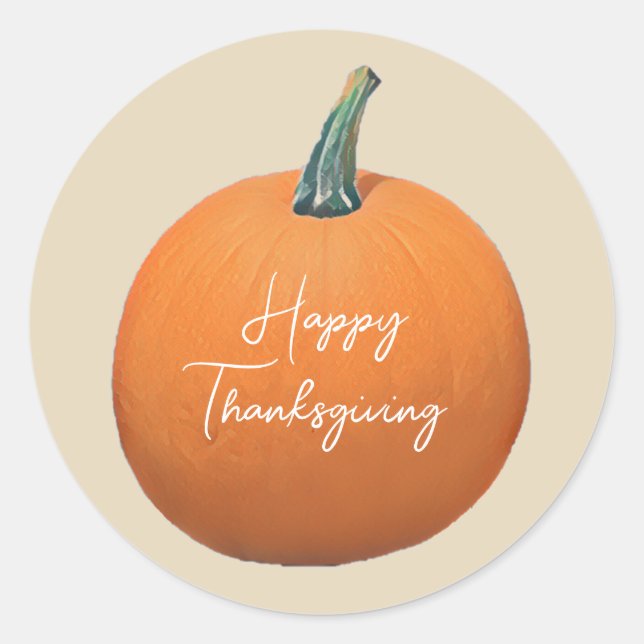 Sticker Rond Citrouille bon thanksgiving (Devant)