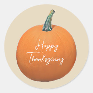 Sticker Rond Citrouille bon thanksgiving