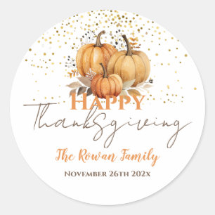 Sticker Rond Citrouille bon thanksgiving