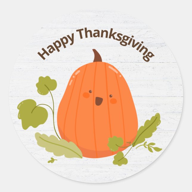 Sticker Rond Citrouille bon thanksgiving (Devant)