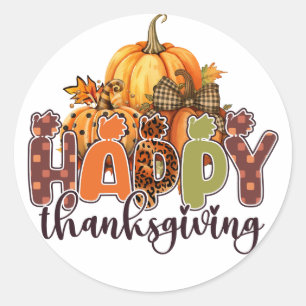 Sticker Rond Citrouille bon thanksgiving