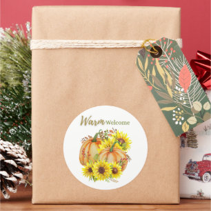 Sticker rond citrouille chaleureux