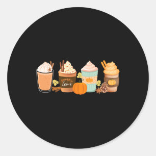 Sticker Rond Citrouille chaud épice Latte Boissons Latte de caf