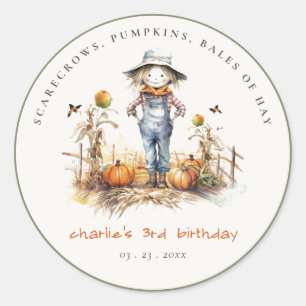 Sticker Rond Citrouille Chic Chic Scarecrow Harvest Anniversair