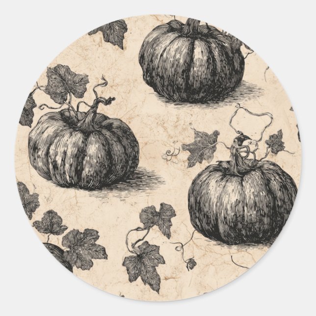 Sticker Rond Citrouille classique d'Halloween (Devant)