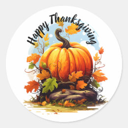 Sticker Rond citrouille coloré bon thanksgiving