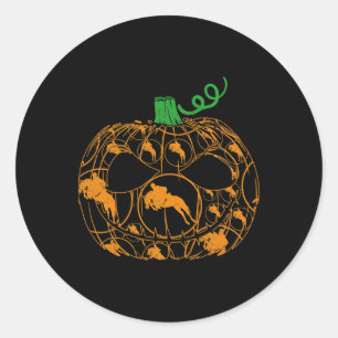 Sticker Rond Citrouille cool Equestrian Lover Halloween Equestr