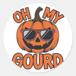 Sticker Rond Citrouille Cool Jack O Lantern avec Lunettes de So