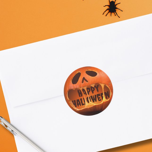 Sticker Rond Citrouille Creepy Jack o'lantern Halloween  (Créateur téléchargé)