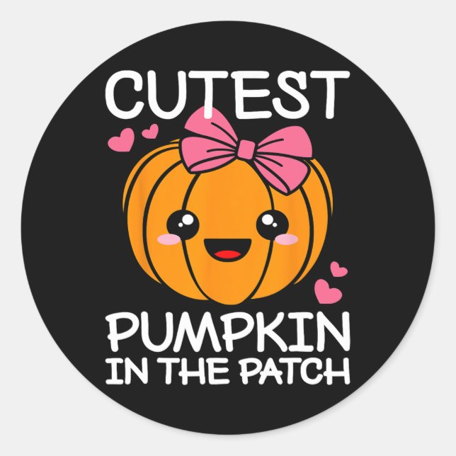 Sticker Rond Citrouille Cutest Dans Le Patch Fun Halloween Than (Devant)