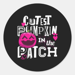Sticker Rond Citrouille Cutest Dans Le Patch Halloween Mignonne