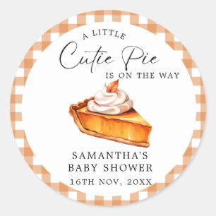 Sticker Rond Citrouille Cutie Pie Automne En vichy Baby shower