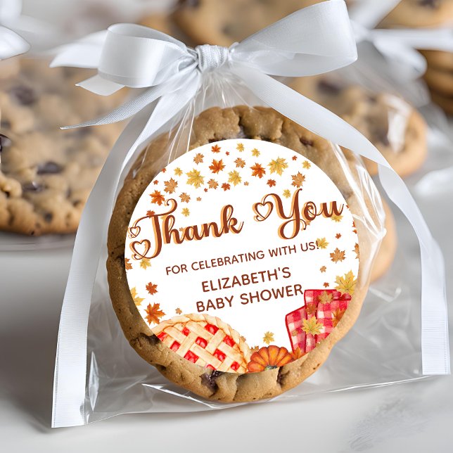 Sticker Rond Citrouille Cutie Pie Merci Baby shower d'automne (Créateur téléchargé)