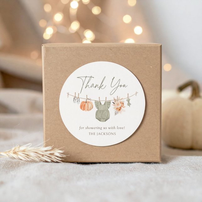 Sticker Rond Citrouille d'automne Baby shower de vêtements bébé (Créateur téléchargé)