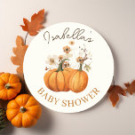 Sticker Rond Citrouille d'automne Baby shower floral<br><div class="desc">Cherchez-vous de beaux autocollants de baby shower ? Découvrez ce Citrouille Floral Baby shower Classic Round Sticker d'automne Il dispose d'un citrouille aquarelle et de beaux fleurs sauvages séchés. Vous pouvez ajouter vos propres détails très facilement en utilisant les champs modèles. Nous avons toute une collection d'articles assortis et des...</div>