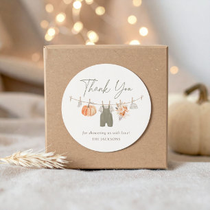 Sticker Rond Citrouille d'automne Baby shower Vêtements pour bé