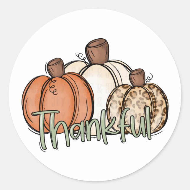 Sticker Rond Citrouille d'automne MerciFul simple (Devant)