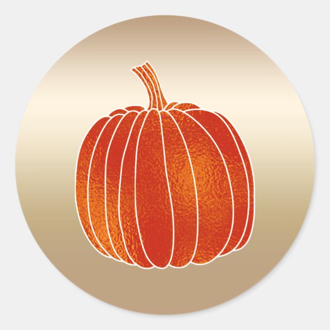 Sticker Rond Citrouille d'automne orange brillant doré brillant (Devant)