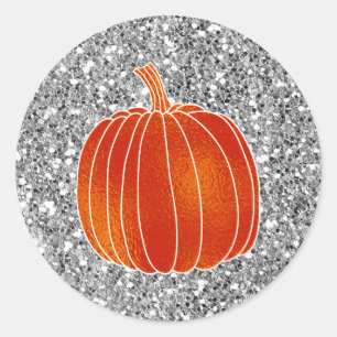 Sticker Rond Citrouille d'automne orange brillant faveur paille