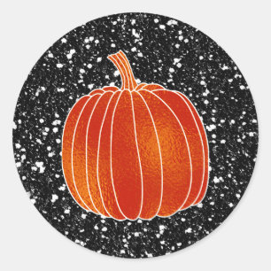 Sticker Rond Citrouille d'automne orange brillant faveur paille