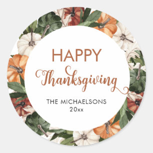 Sticker Rond Citrouille de Bon thanksgiving rustique