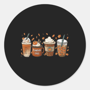 Sticker Rond Citrouille de café d'automne épice latte glacé cha