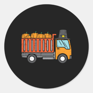 Sticker Rond Citrouille de camion de Thanksgiving Automne autom