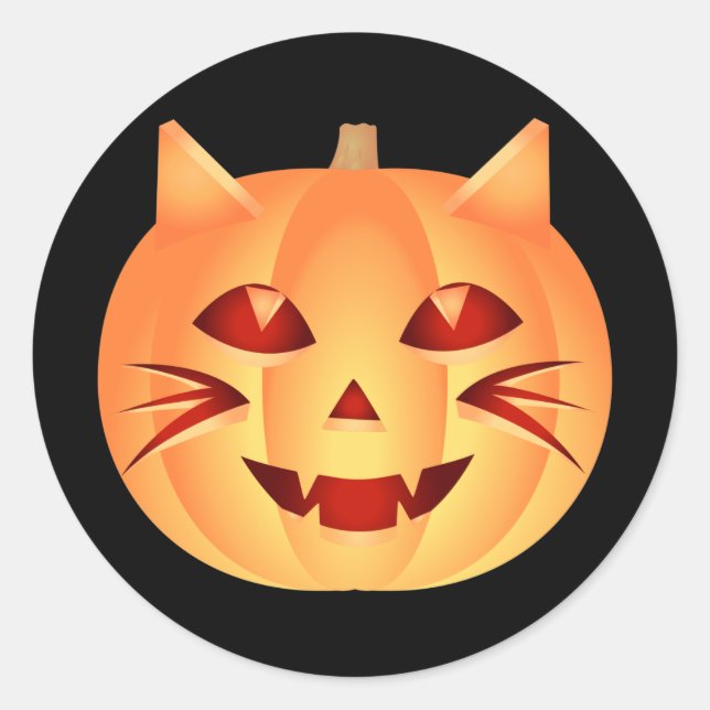 Sticker Rond Citrouille de chats d'Halloween (Devant)