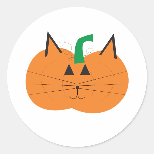 Sticker Rond Citrouille de chats mignons (Devant)