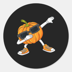 Sticker Rond Citrouille de Halloween Dabbing de jour de Thanksg