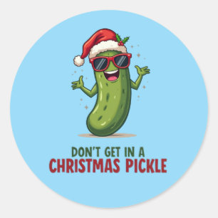 Sticker Rond Citrouille de Noël amusante avec chapeau de Père N