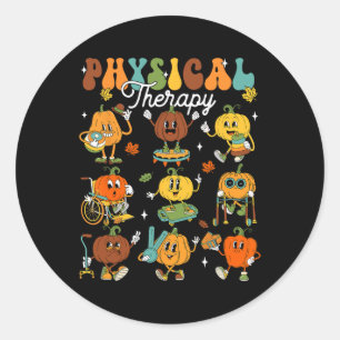 Sticker Rond Citrouille de physiothérapie Thanksgi