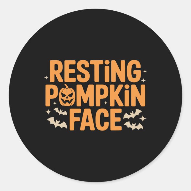 Sticker Rond Citrouille de repos Face Bold T Halloween Tee (Devant)