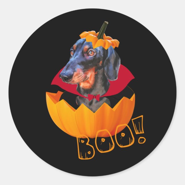 Sticker Rond Citrouille de saucisse d'Halloween (Devant)