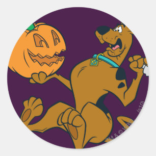 Sticker Rond Citrouille de sculpture Scooby-Doo